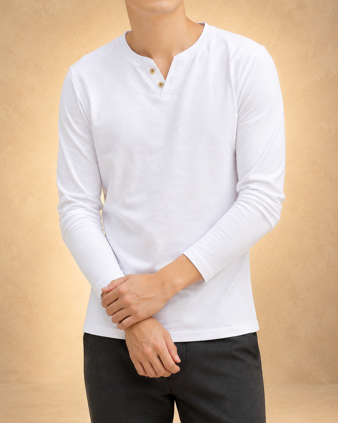 Shirt Henley Masculina de Manga Comprida
