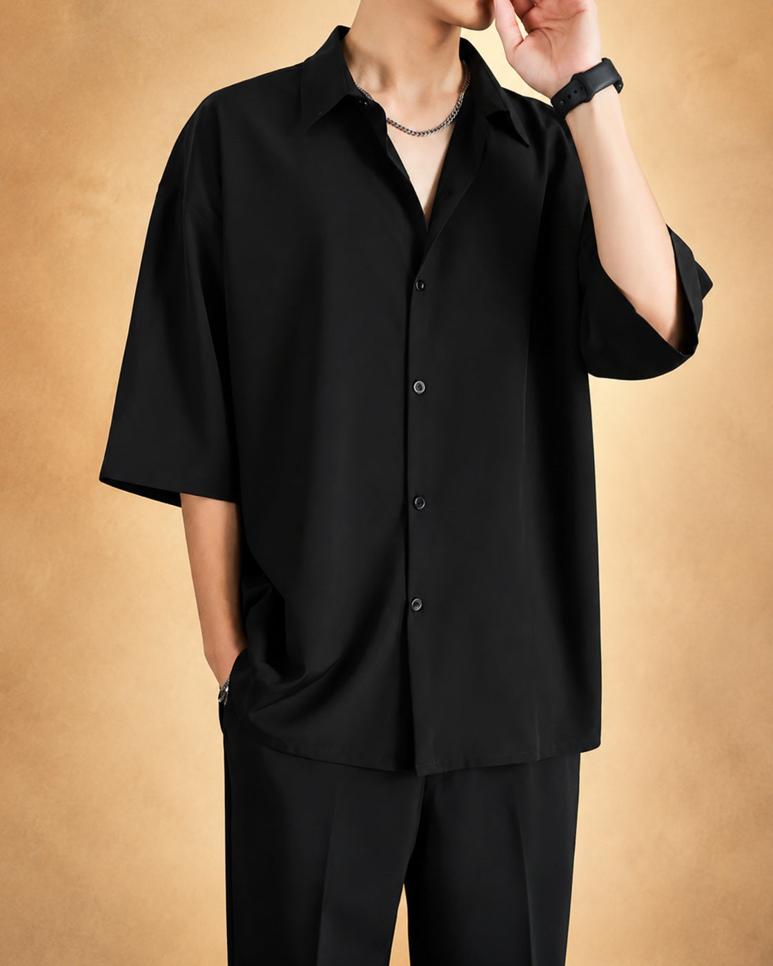 Camisa Masculina Oversized de Manga Curta