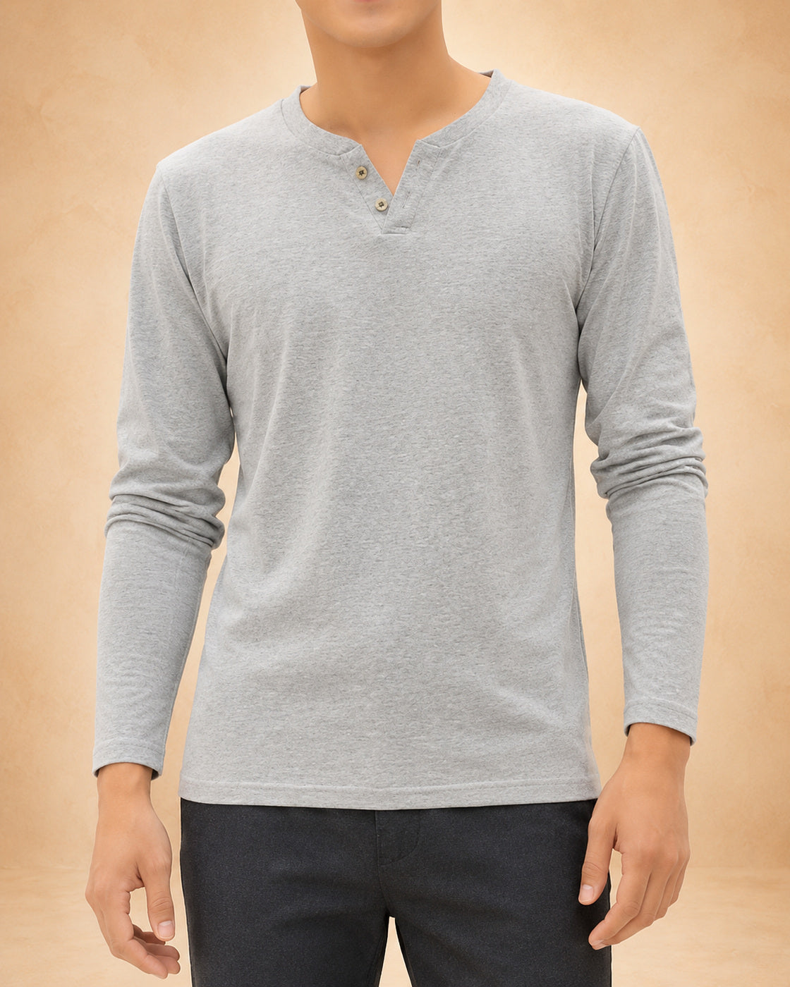 Shirt Henley Masculina de Manga Comprida