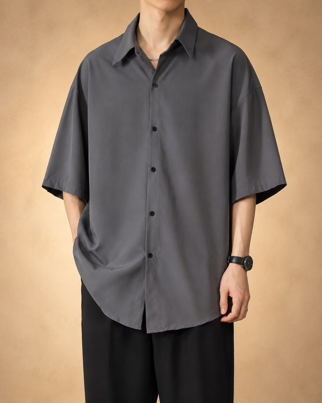 Camisa Masculina Oversized de Manga Curta