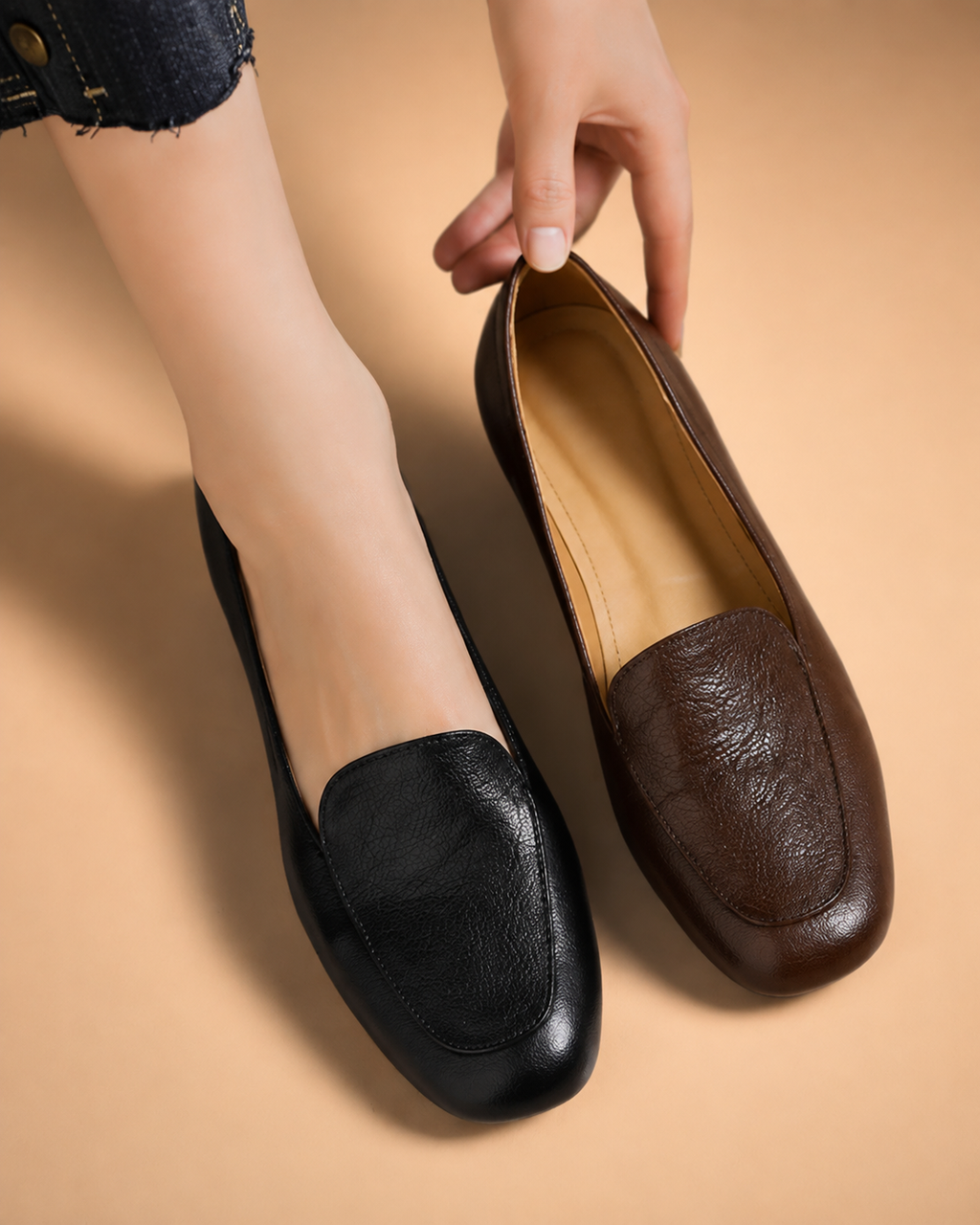 Mocassins Femininos de Salto Baixo