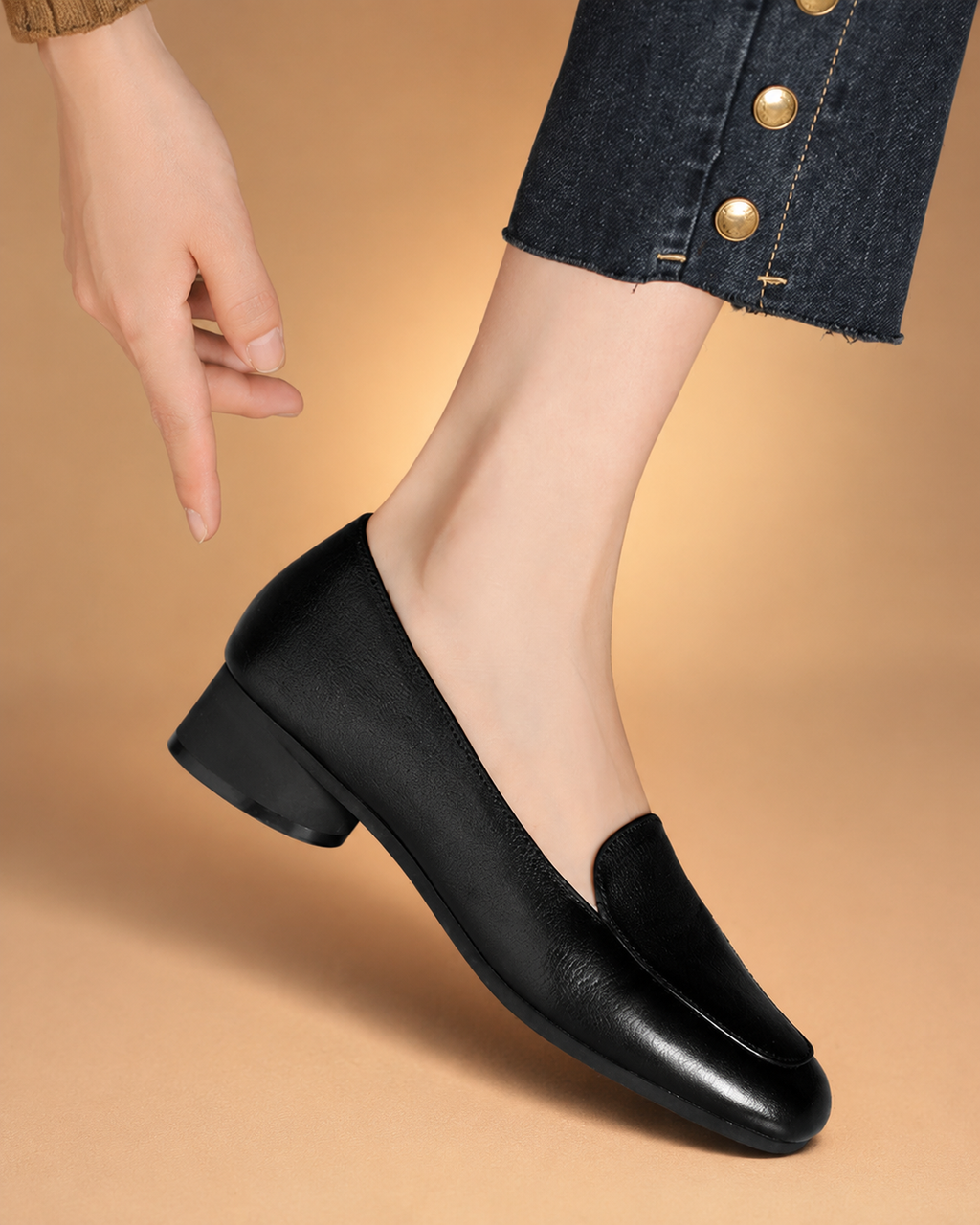Mocassins Femininos de Salto Baixo