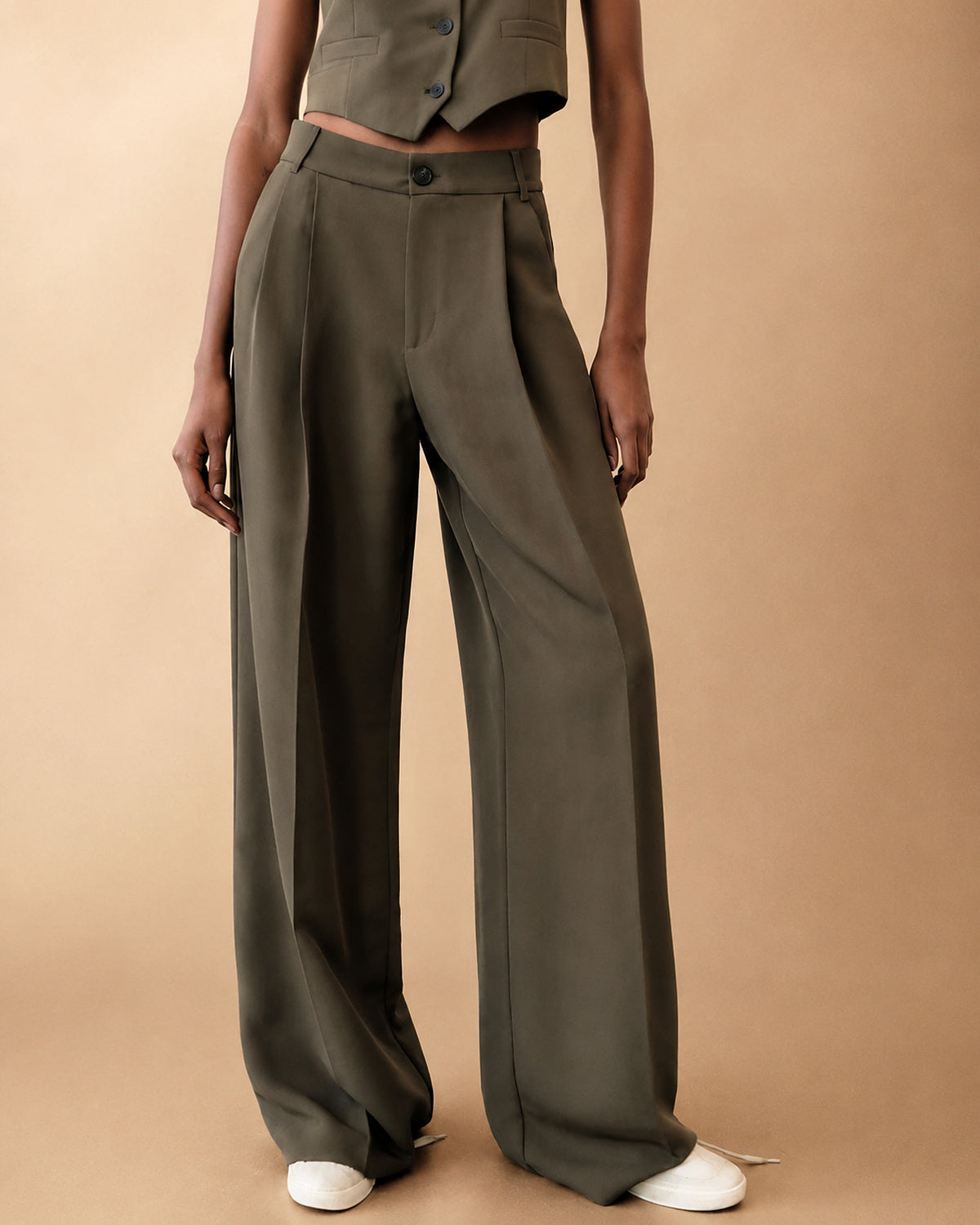 Conjunto de Colete e Calças Wide Leg