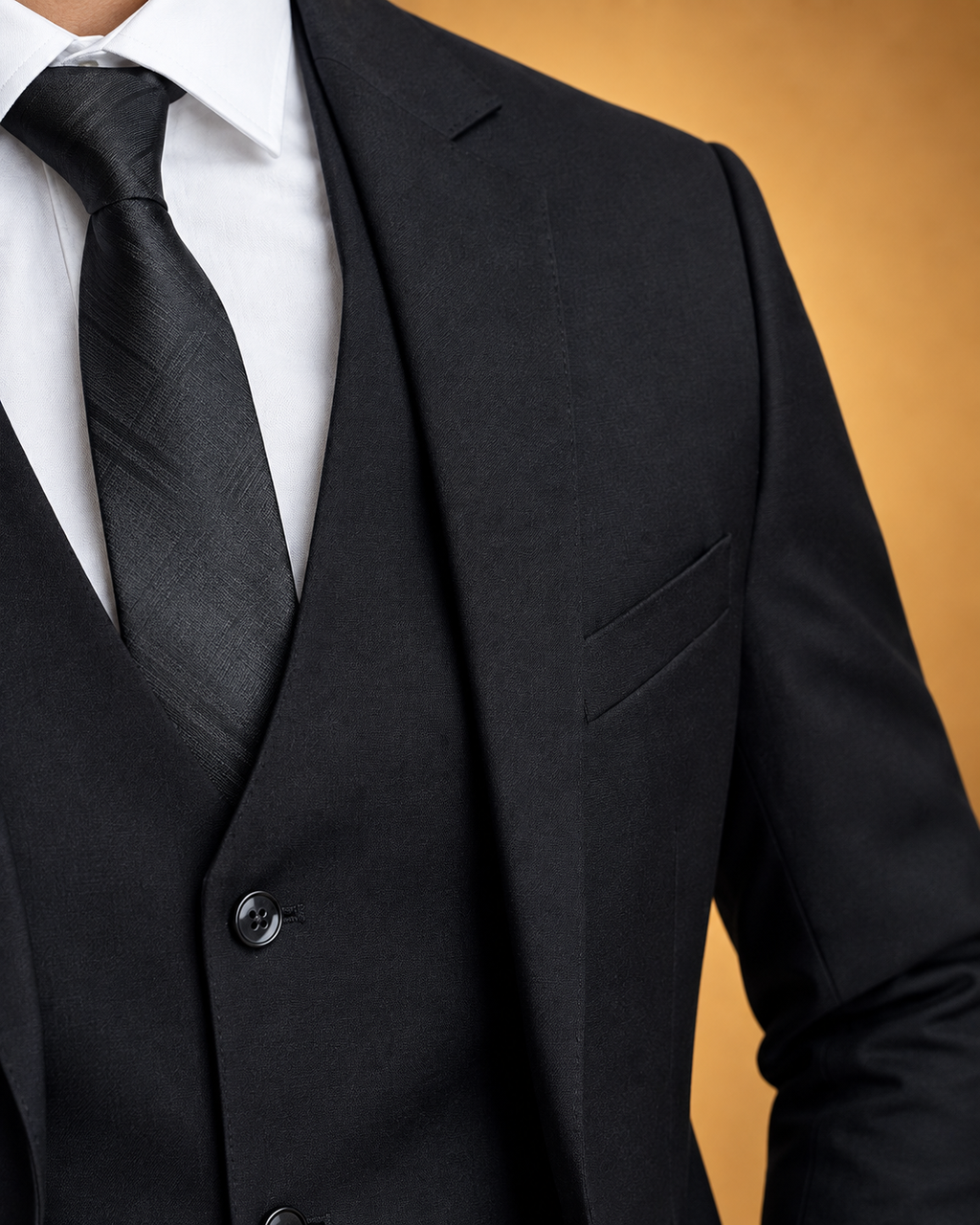 Fato Clássico Completo com Colete de Quatro Peças para Homem