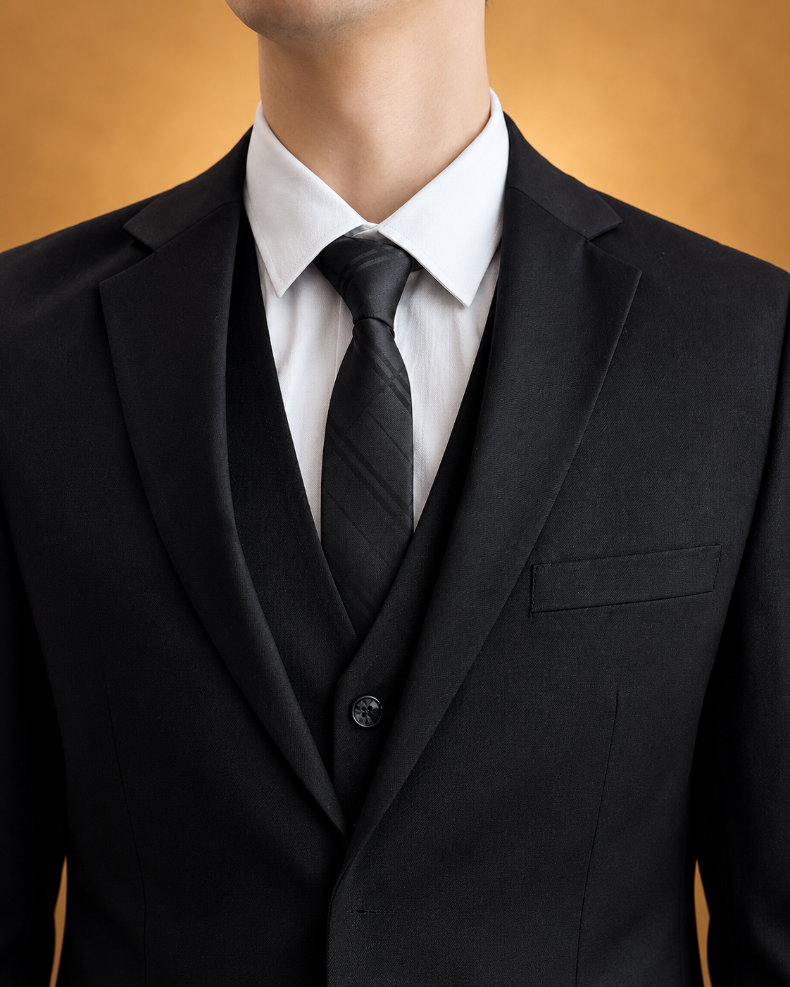 Fato Clássico Completo com Colete de Quatro Peças para Homem