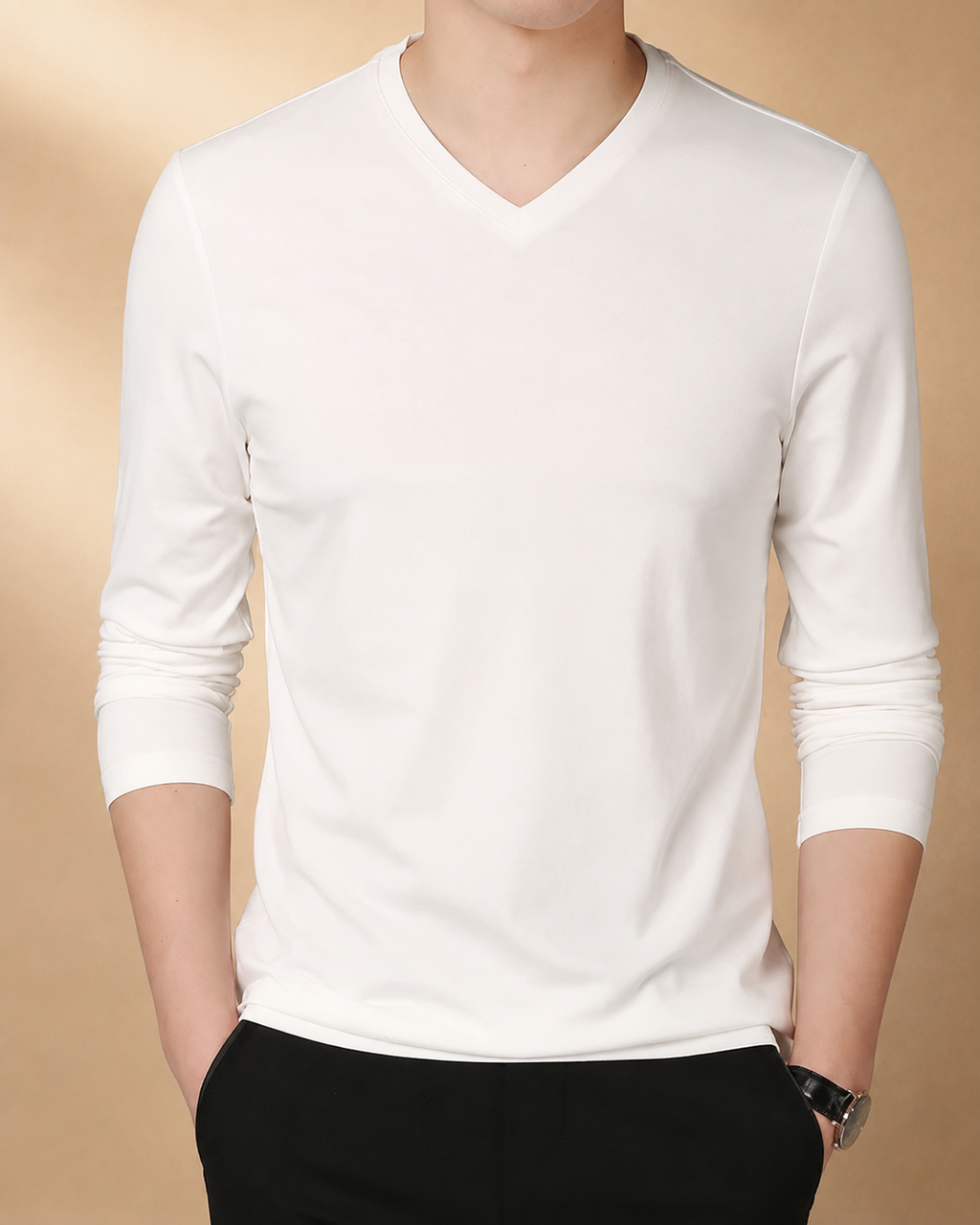 Camisola de Manga Comprida com Decote em V