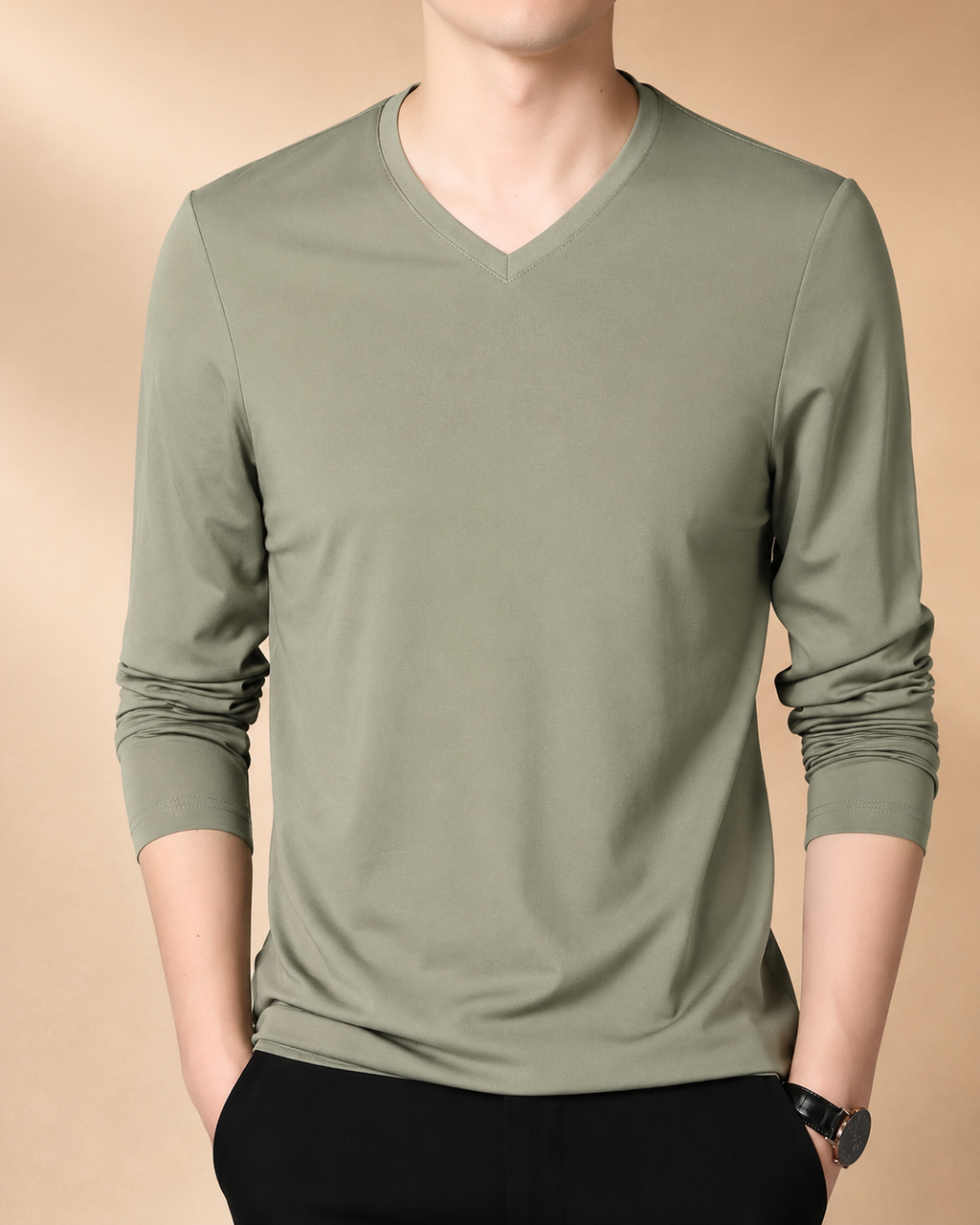 Camisola de Manga Comprida com Decote em V