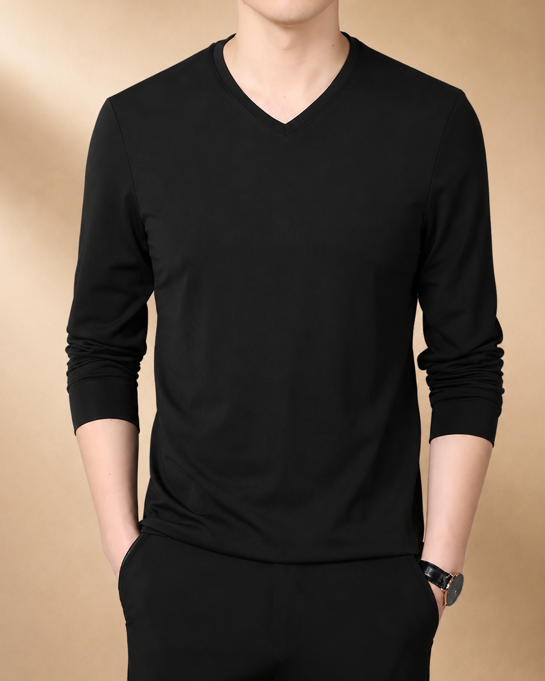 Camisola de Manga Comprida com Decote em V