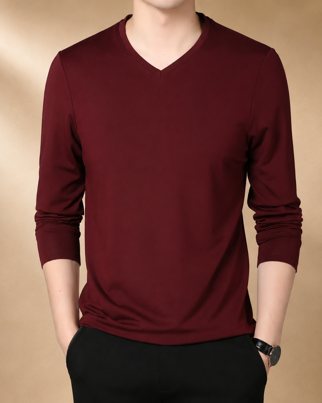 Camisola de Manga Comprida com Decote em V
