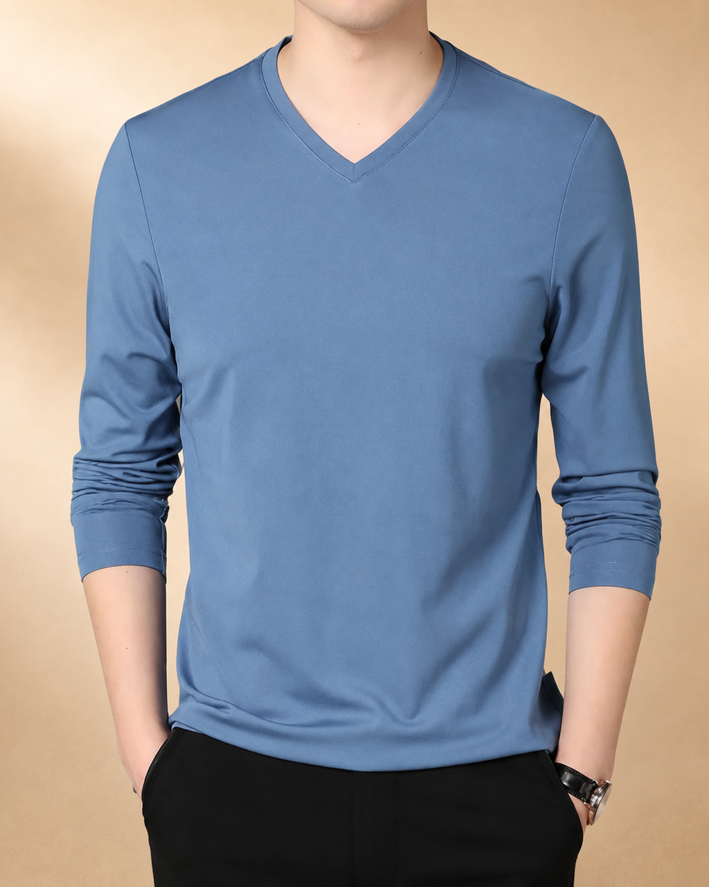 Camisola de Manga Comprida com Decote em V