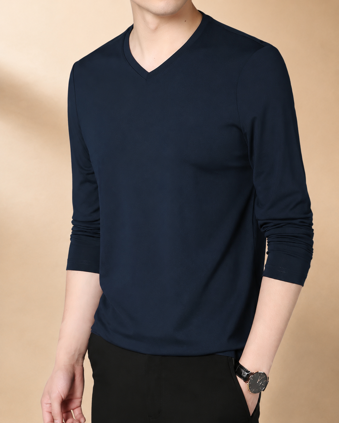 Camisola de Manga Comprida com Decote em V