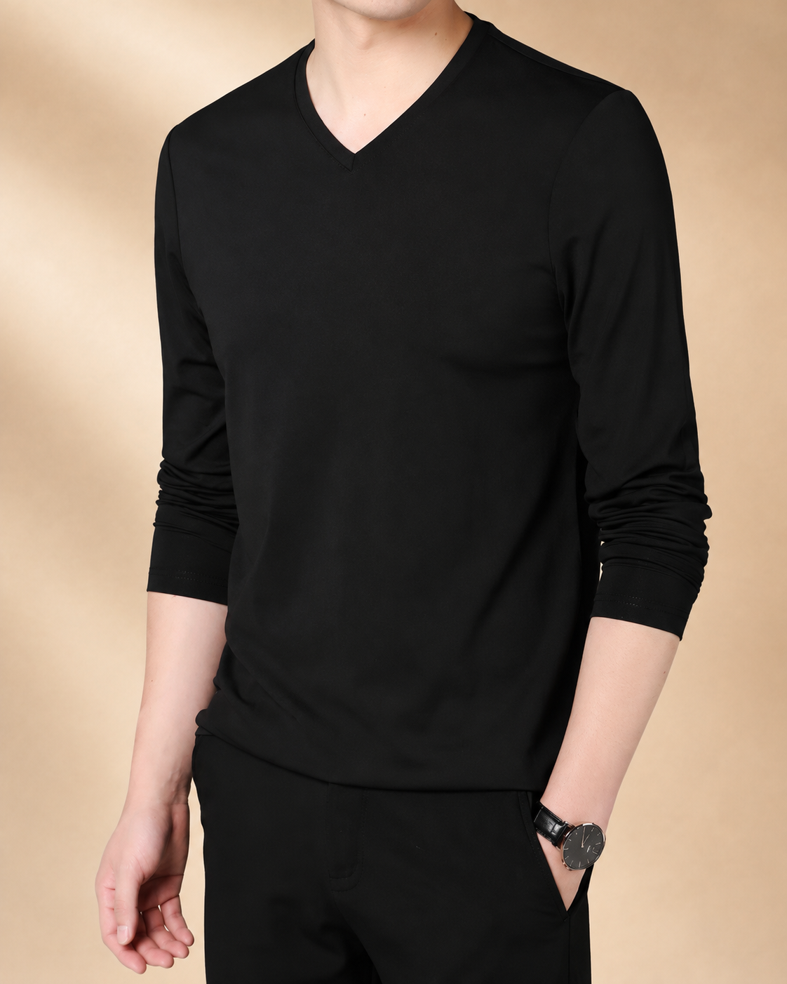 Camisola de Manga Comprida com Decote em V