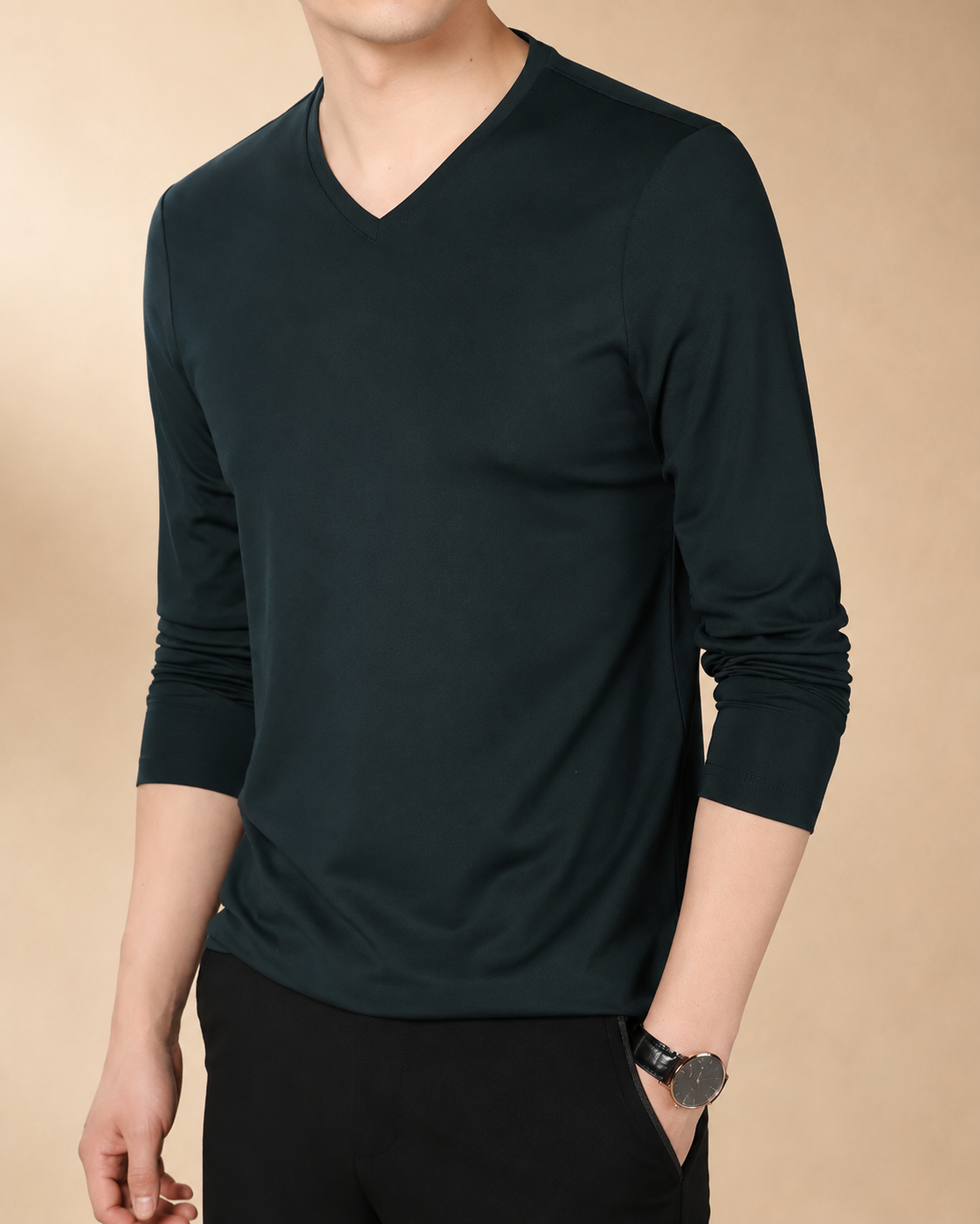 Camisola de Manga Comprida com Decote em V