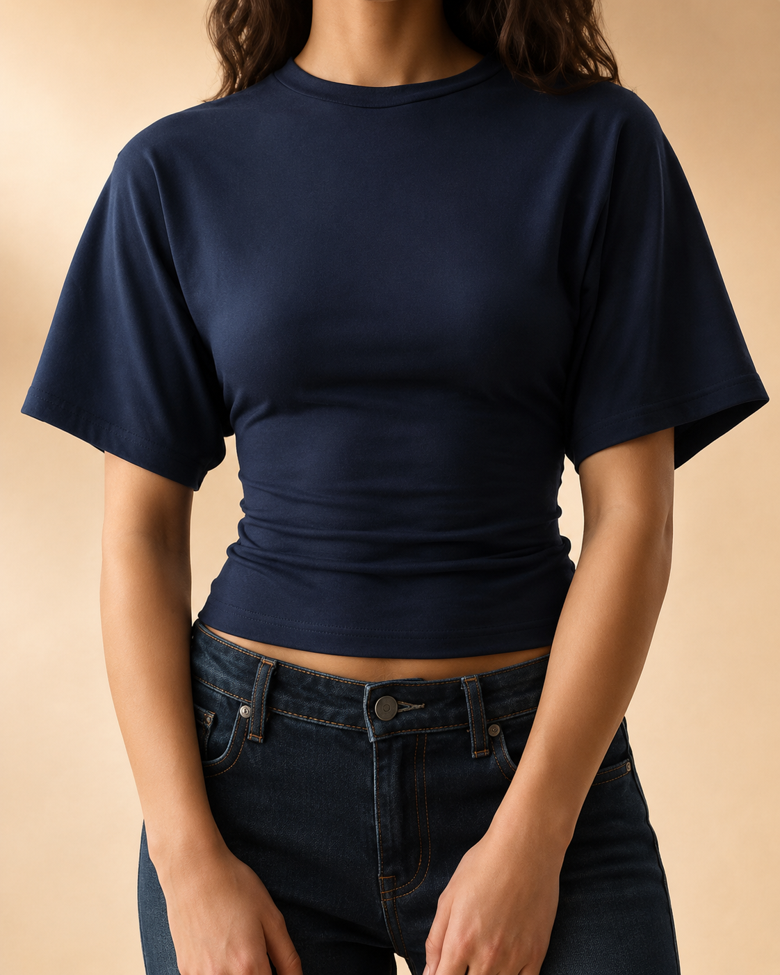 T-shirt Cintada com Mangas Batwing