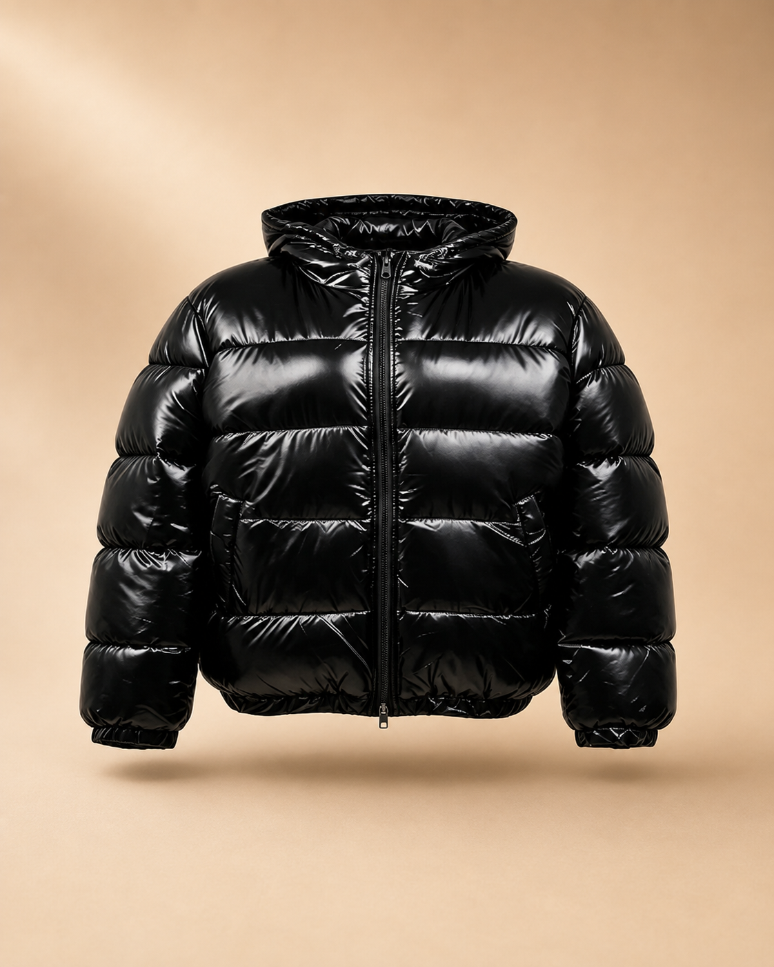 Casaco Puffer Brilhante com Capuz