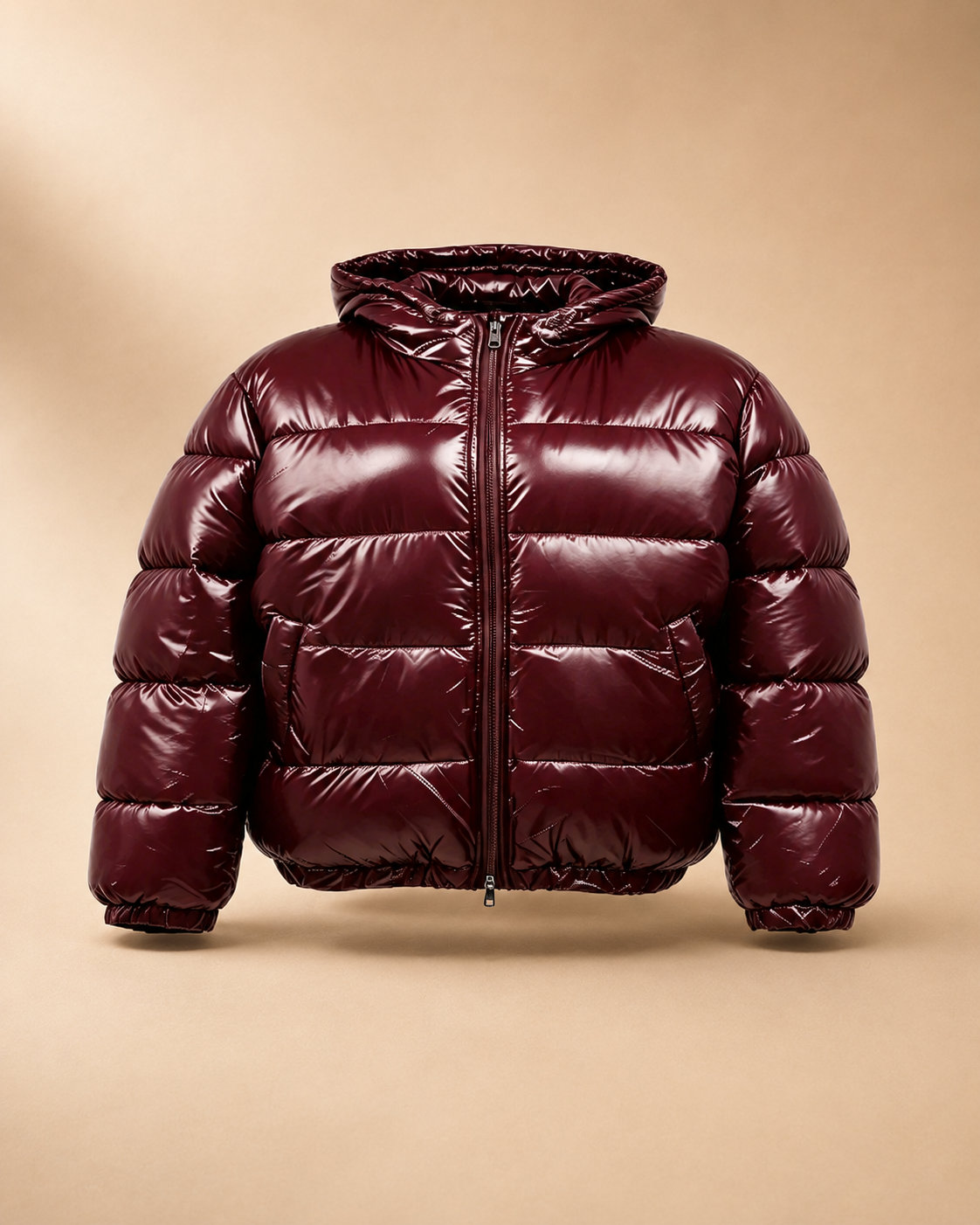 Casaco Puffer Brilhante com Capuz