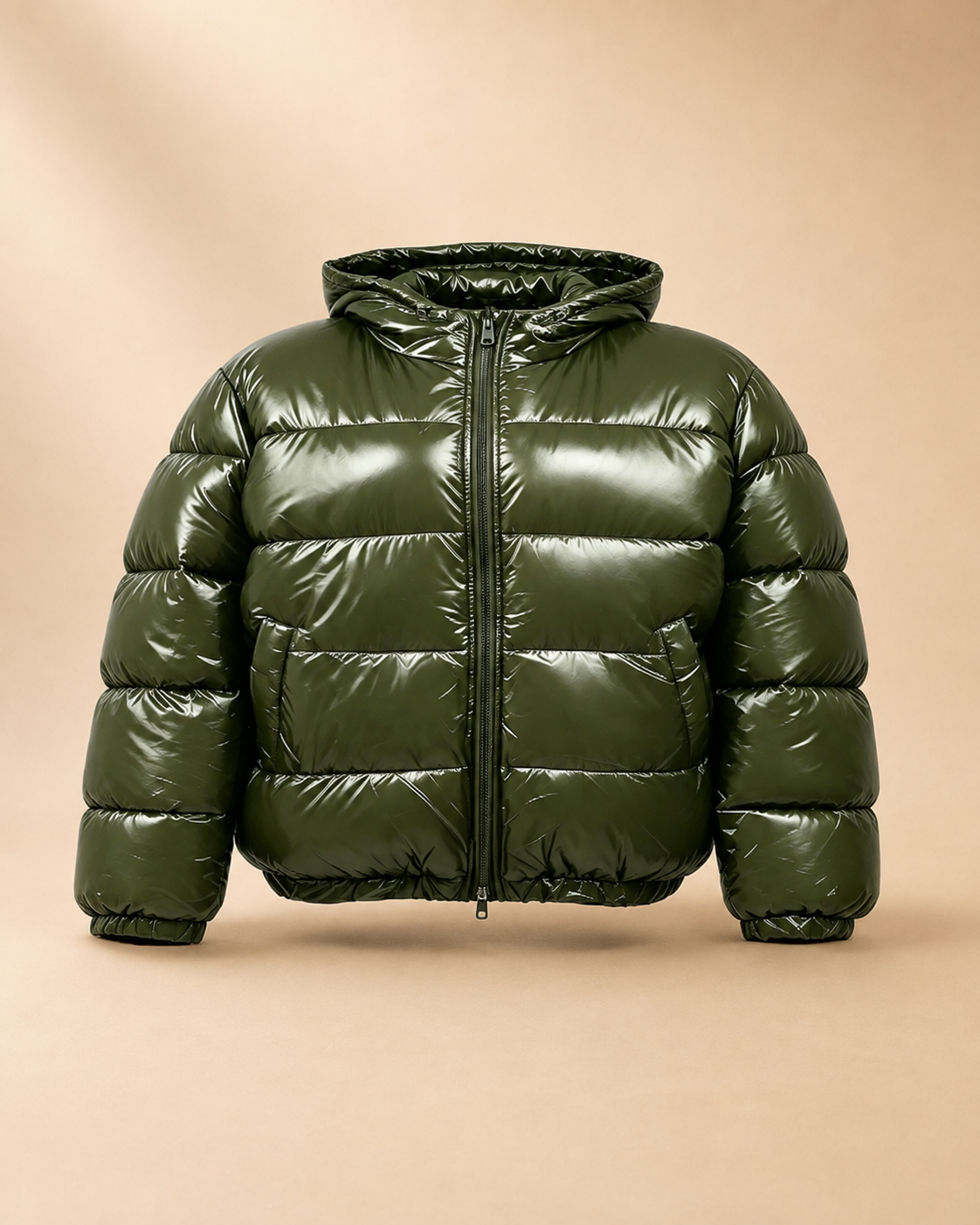 Casaco Puffer Brilhante com Capuz