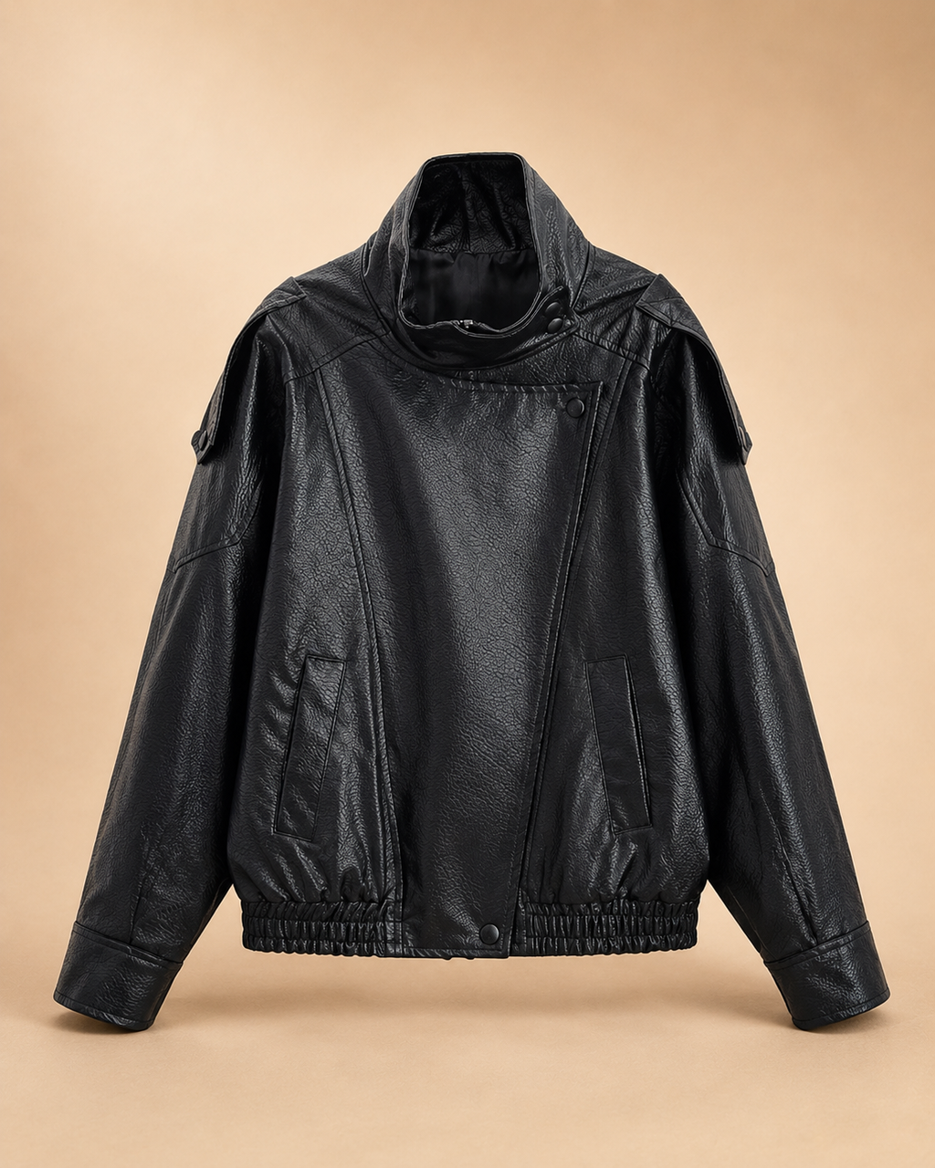 Casaco Bomber Oversized Efeito Pele