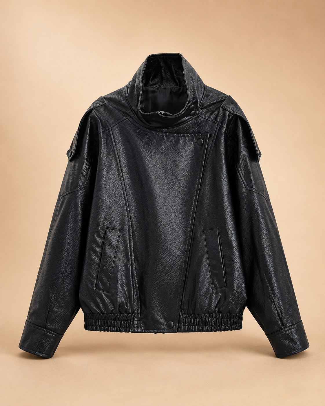 Casaco Bomber Oversized Efeito Pele