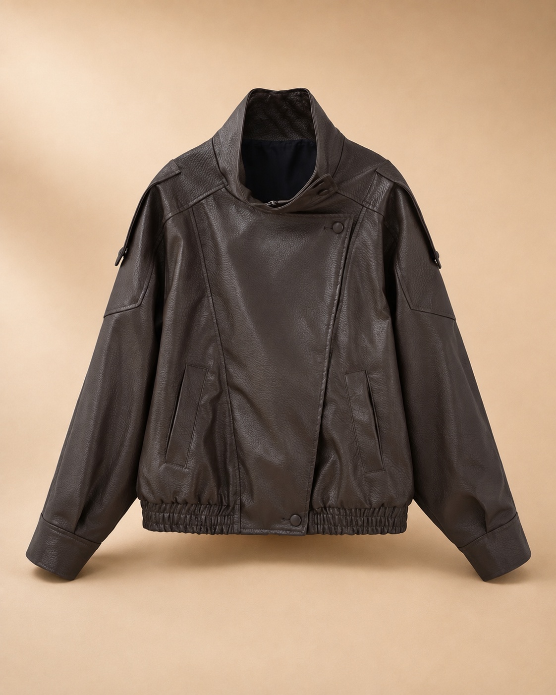 Casaco Bomber Oversized Efeito Pele