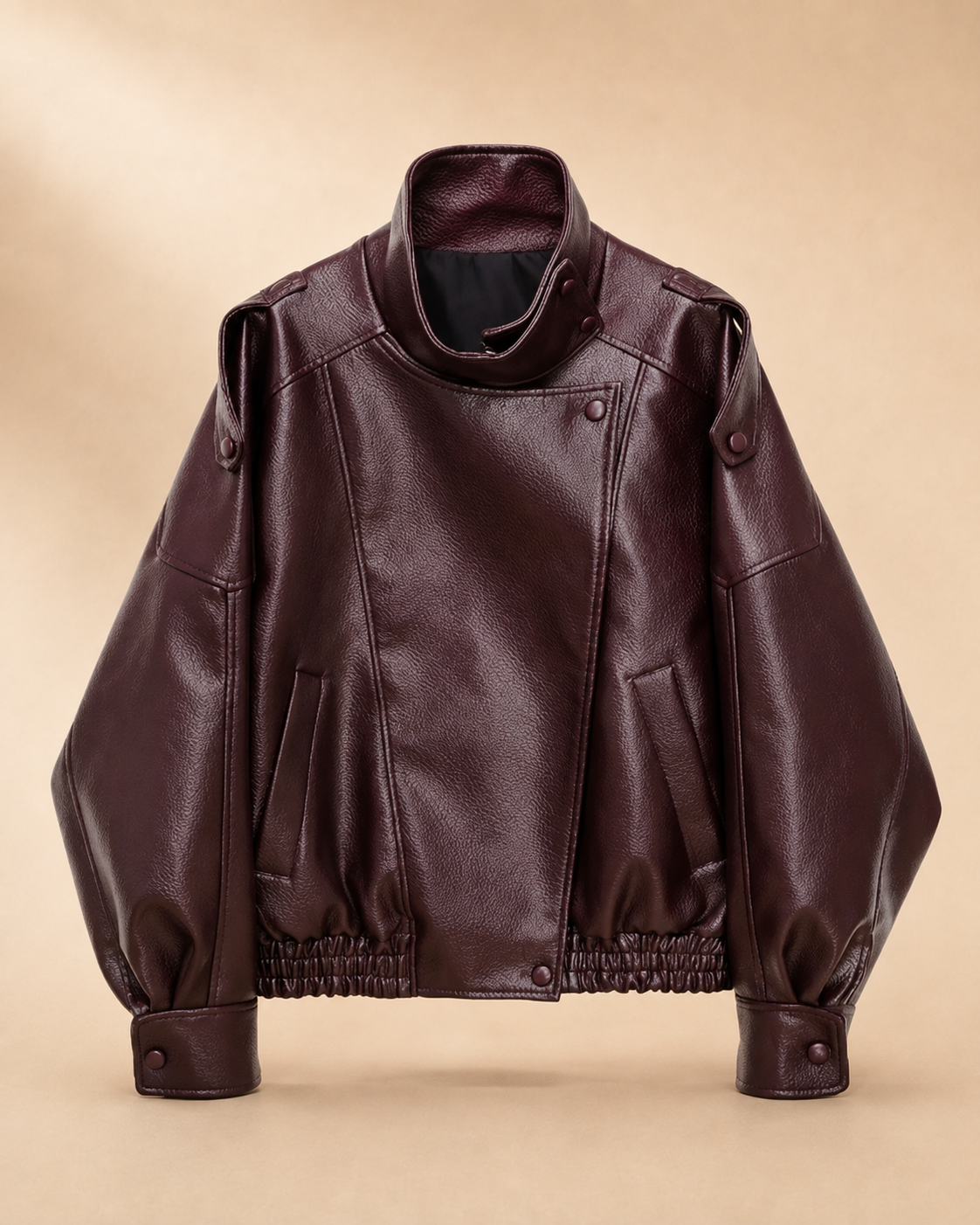 Casaco Bomber Oversized Efeito Pele