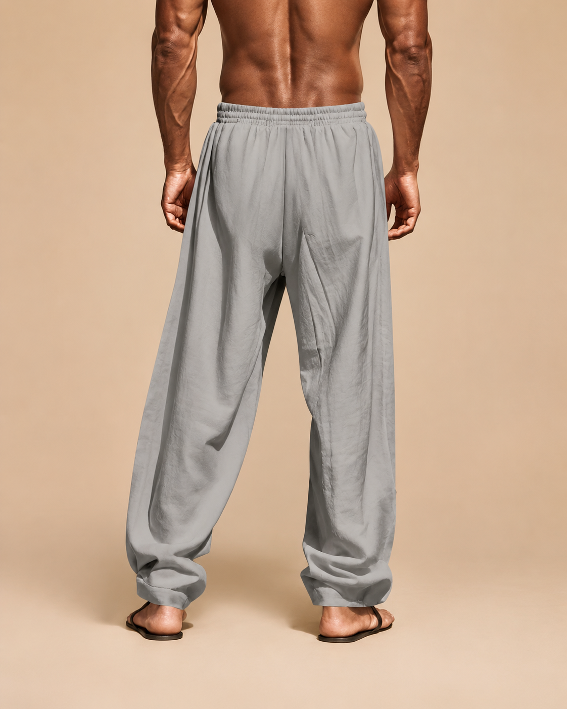 Calças Masculinas Wide Leg com Efeito Linho