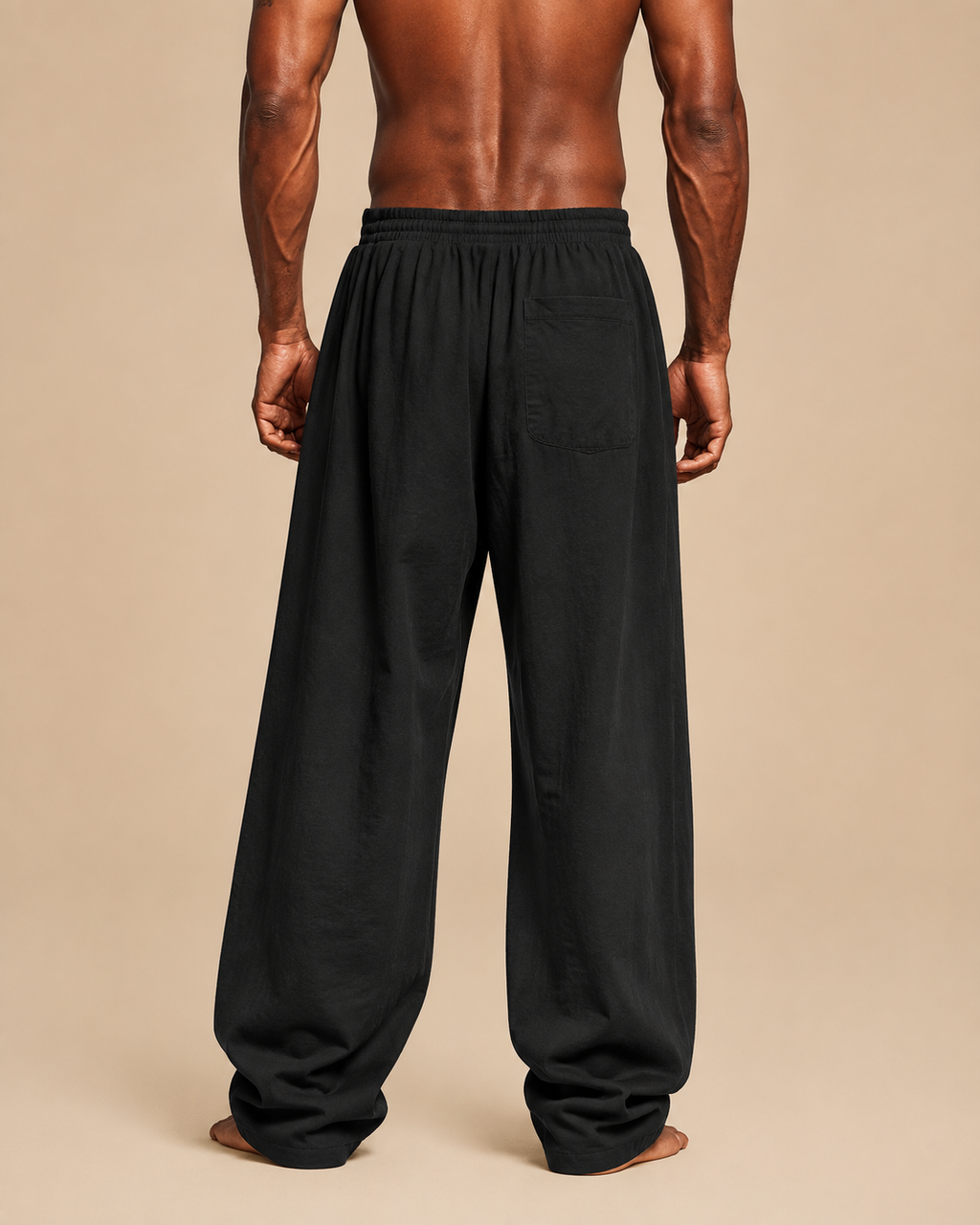 Calças Masculinas Wide Leg com Efeito Linho