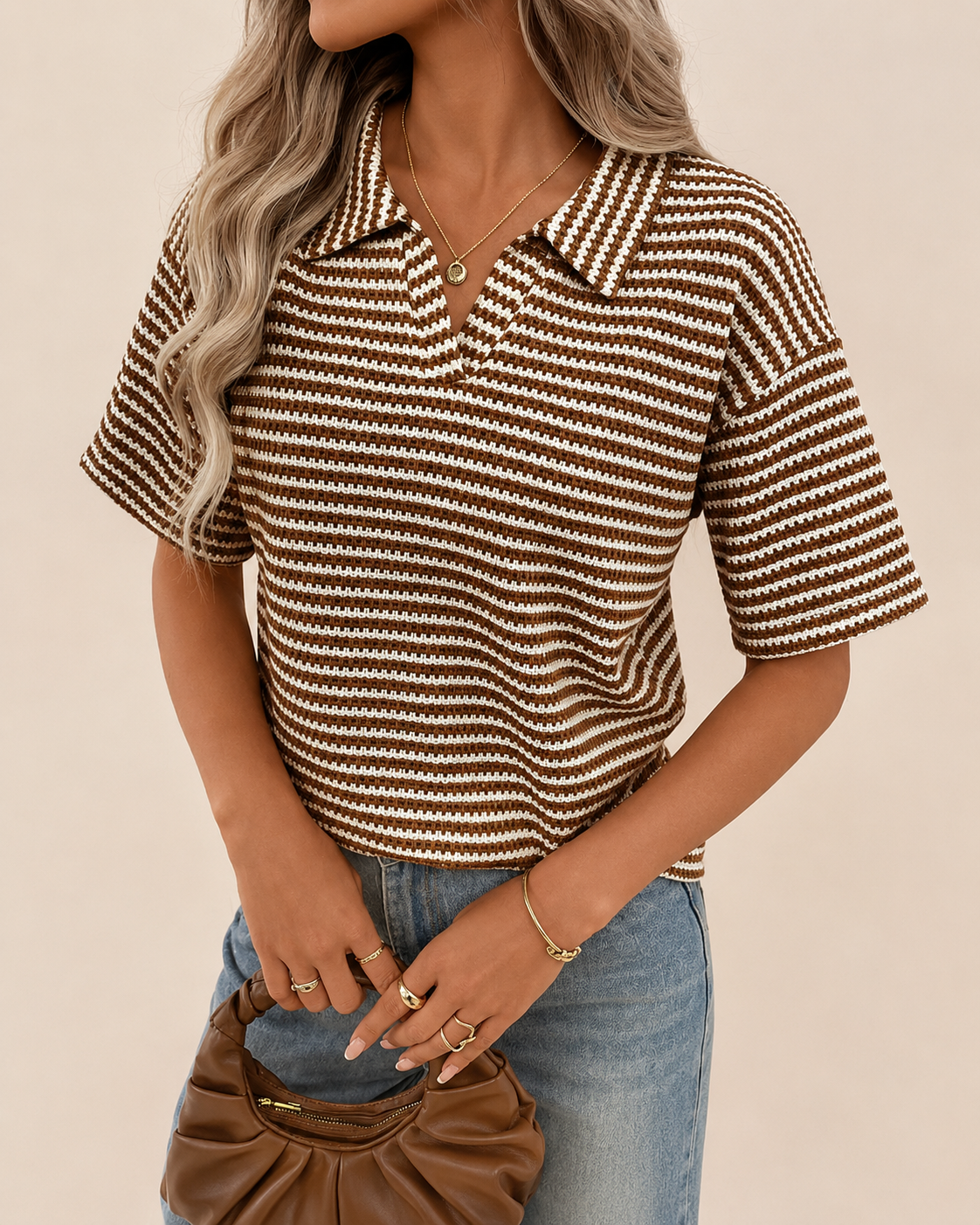 Polo Feminino de Malha Texturizada
