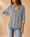 Camisa Feminina Oversized às Riscas