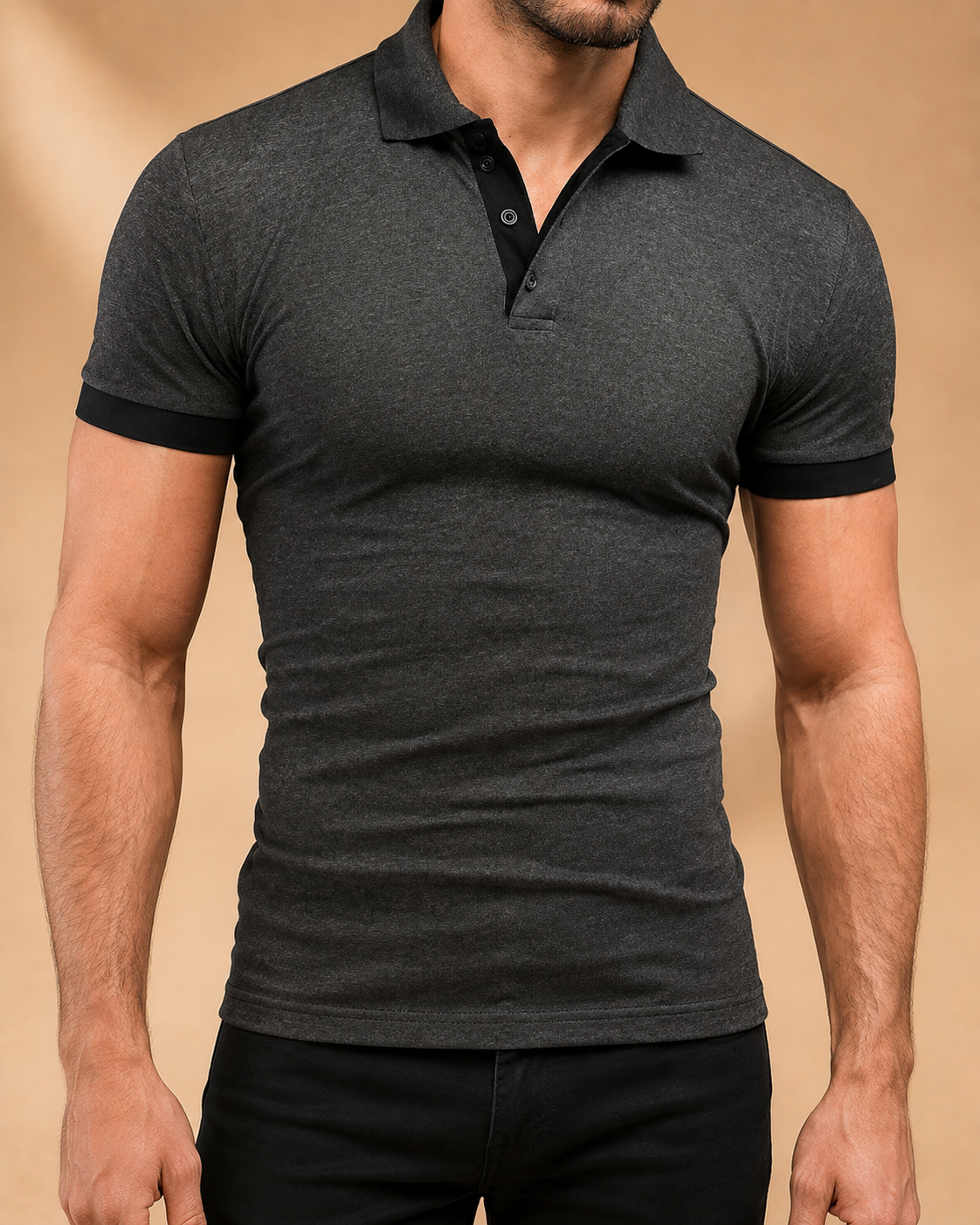 Polo Masculino Slim Fit com Detalhes Contrastantes