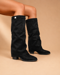 Botas Slouch de Cano Médio com Salto Bloco