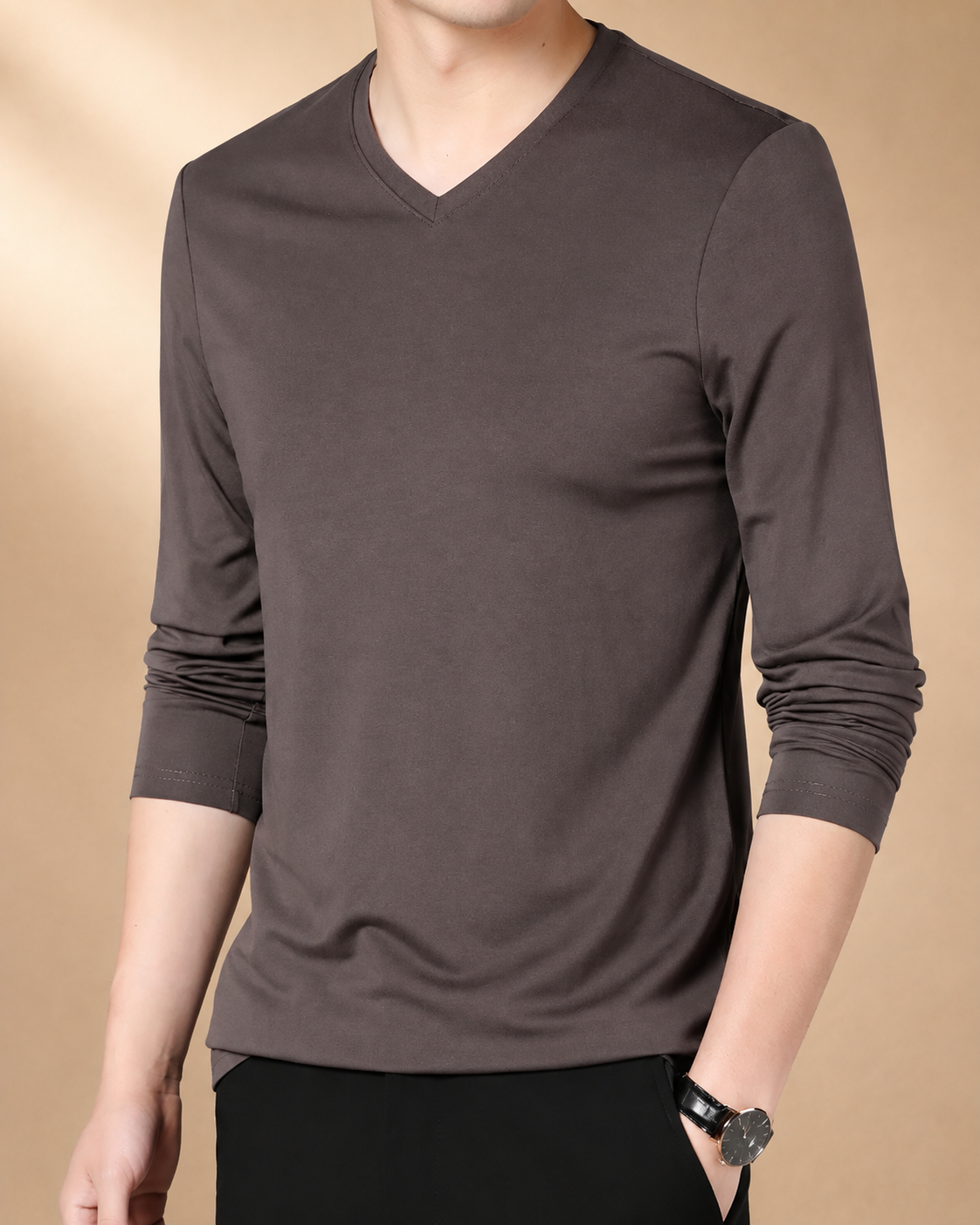 Camisola de Manga Comprida com Decote em V