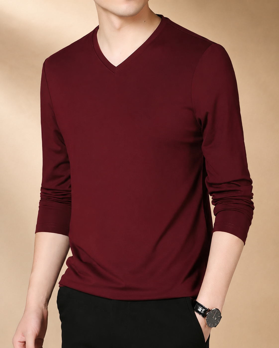 Camisola de Manga Comprida com Decote em V
