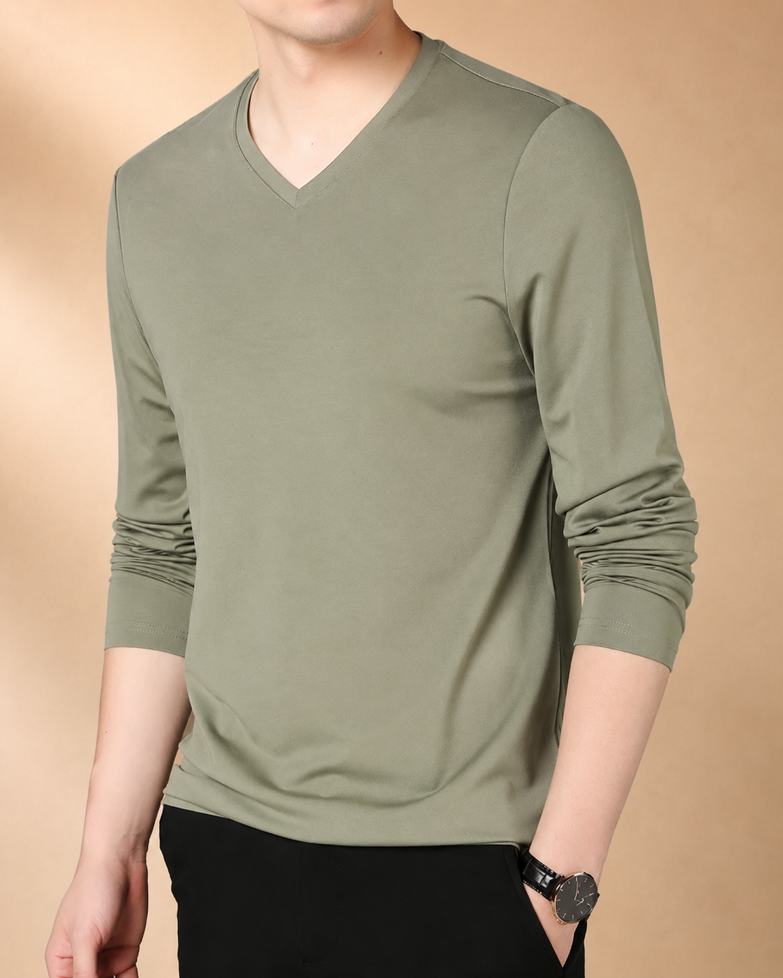 Camisola de Manga Comprida com Decote em V
