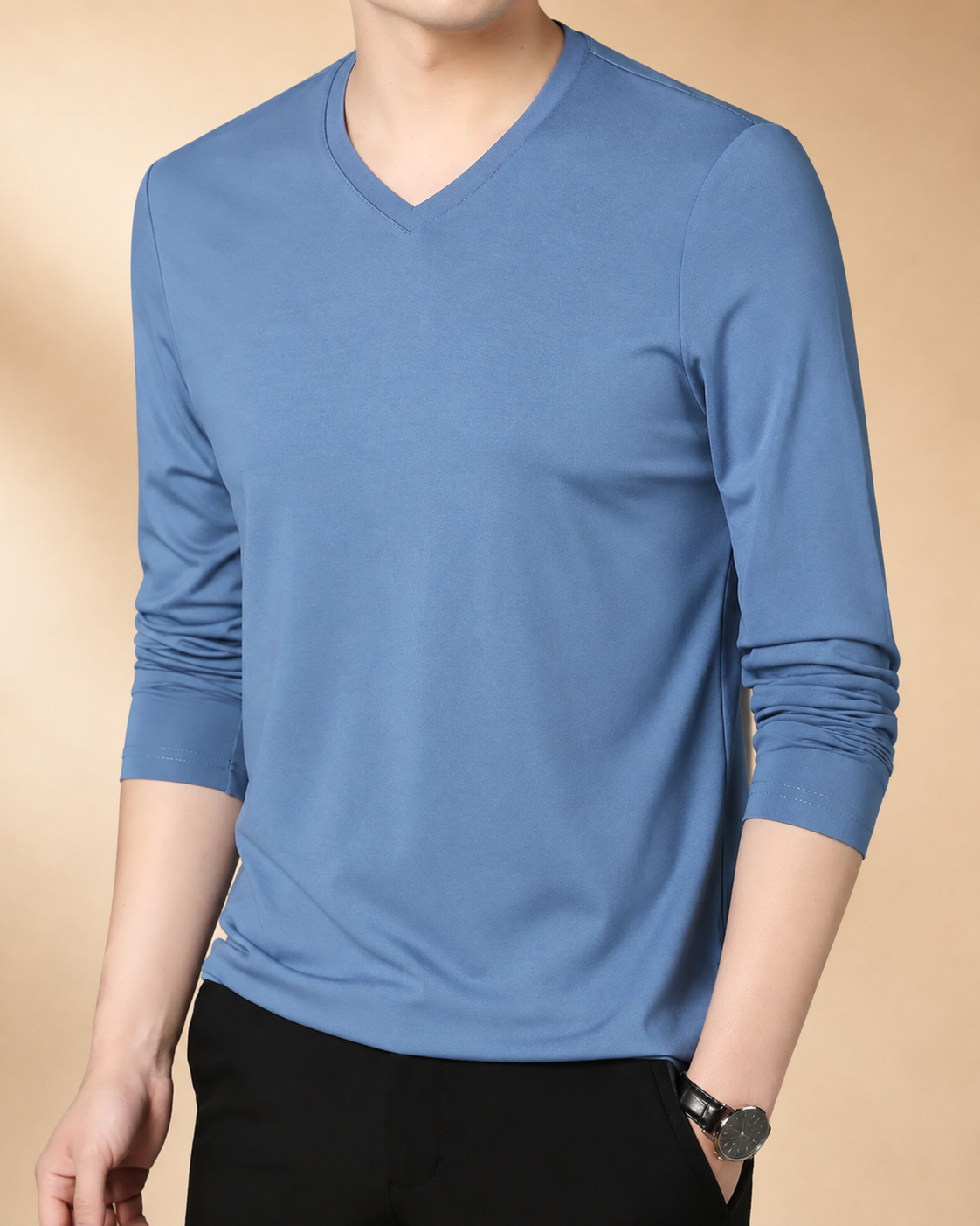 Camisola de Manga Comprida com Decote em V