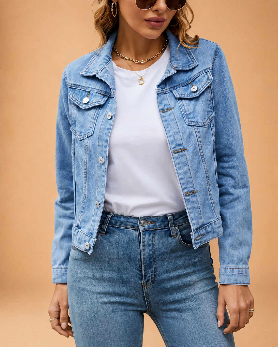 Casaco de Ganga Cropped Feminino