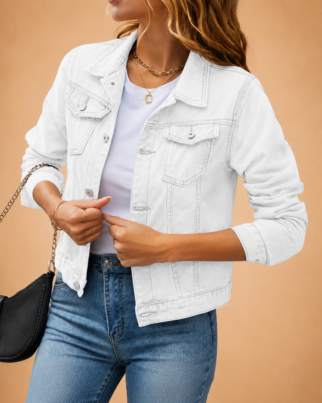 Casaco de Ganga Cropped Feminino