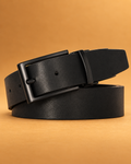 Cinto Preto Minimalista com Fivela Retangular